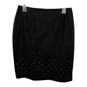 EMANUEL‎ UNGARO Studded Black Fitted Skirt Size 12